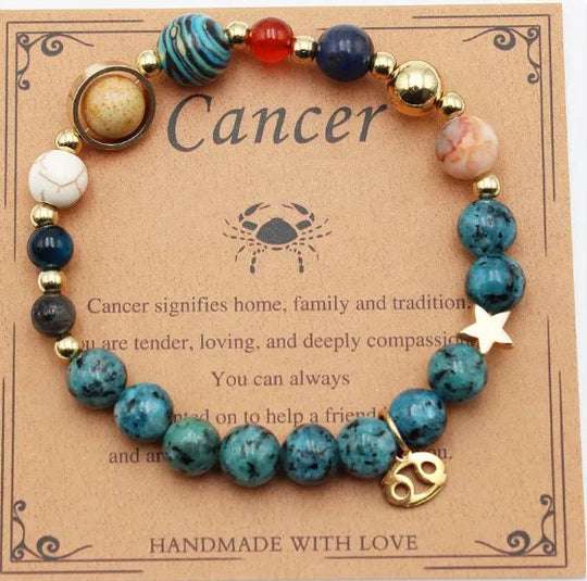 Natural Stone Zodiac Symbol Bracelet