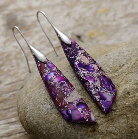Geometric Stone Drop Earrings