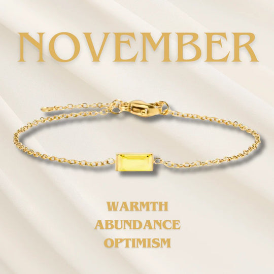 Gold Chain Rectangular Gemstone Bracelet