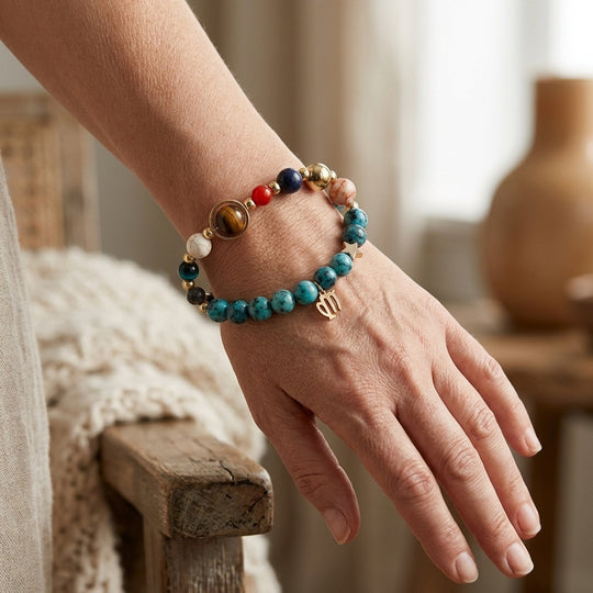 Natural Stone Zodiac Symbol Bracelet