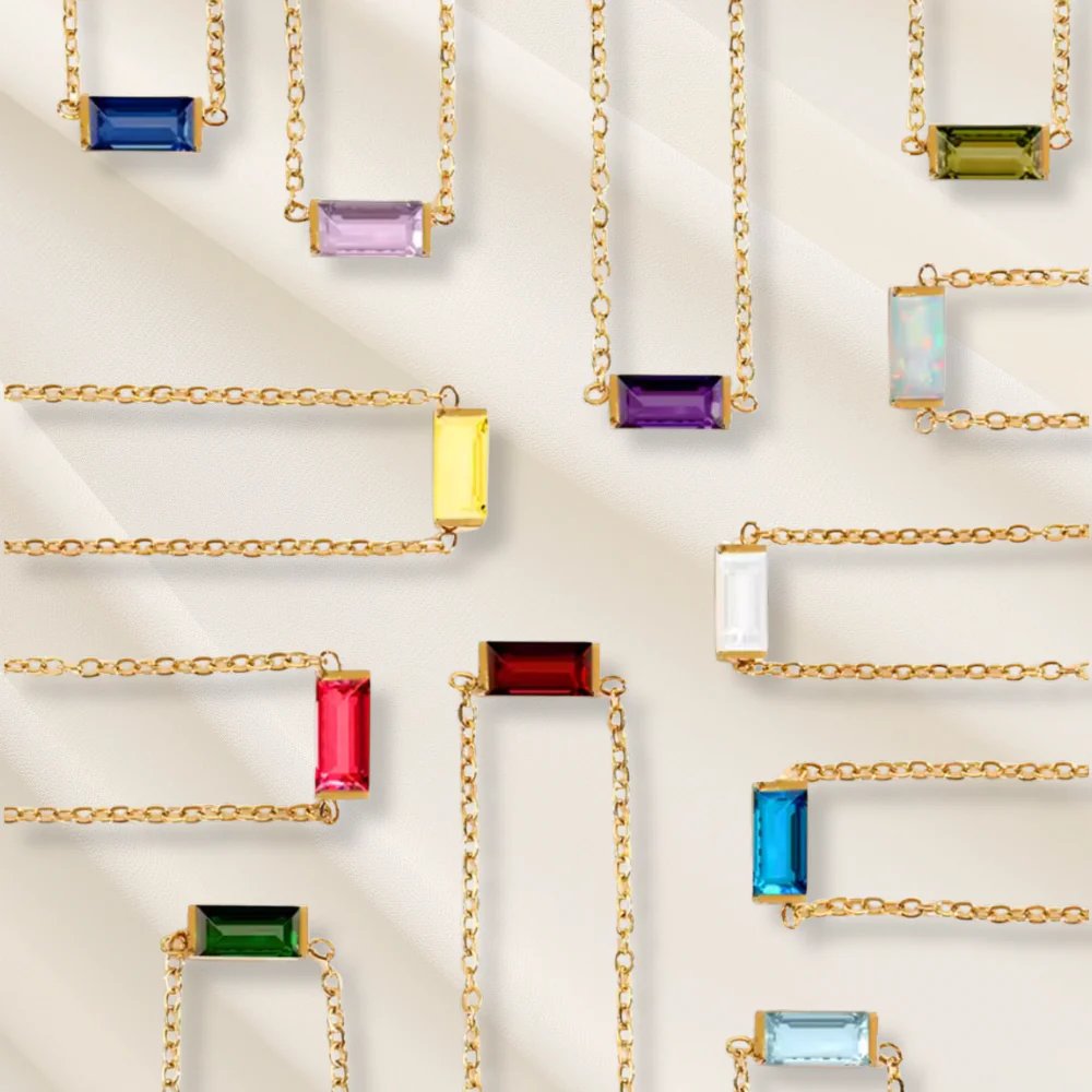 Gold Chain Rectangular Gemstone Bracelet