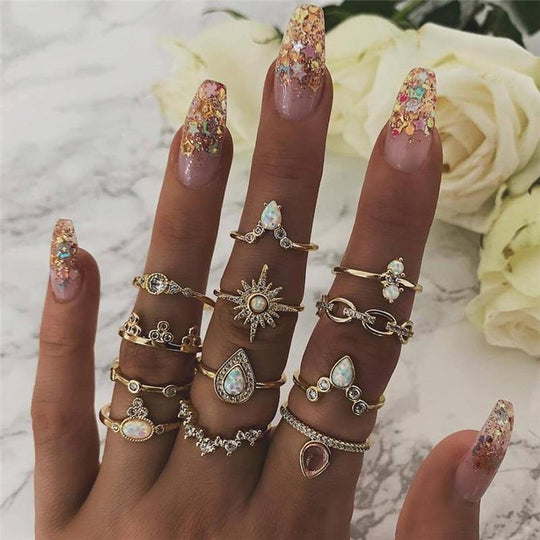Gold-Plated Celestial Ring Set