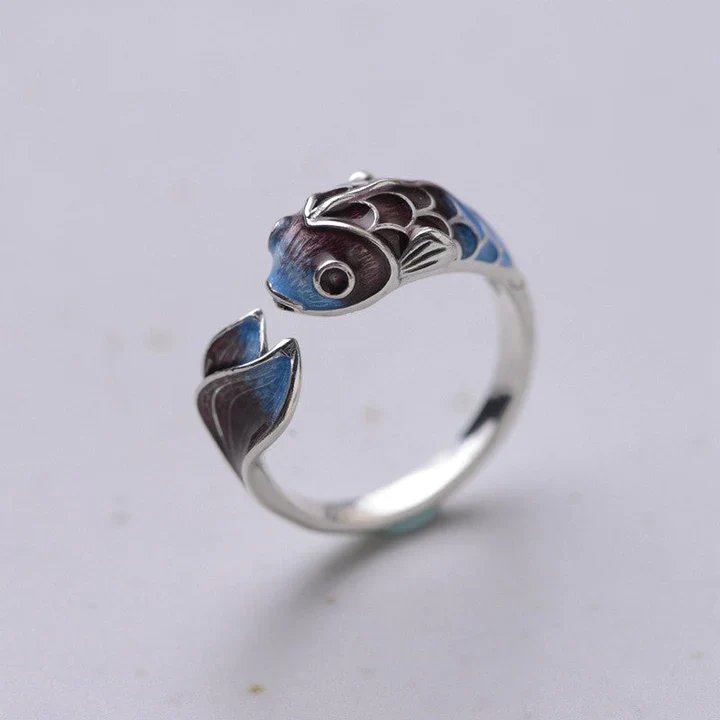 Silver Koi Fish Wrap Ring