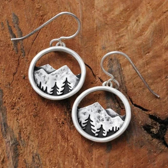 Handcrafted Sterling Silver Mountain Landscape Dangle Earrings