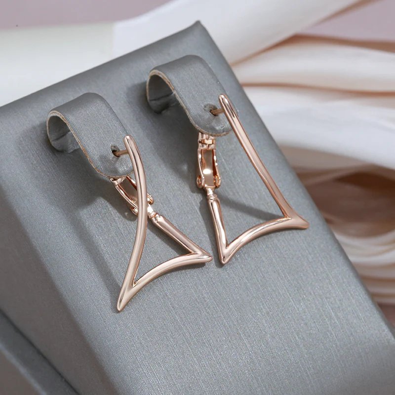 Gold Plated Angular Drop Earrings