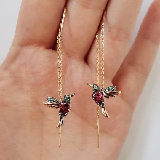 Hummingbird Chain Drop Earrings