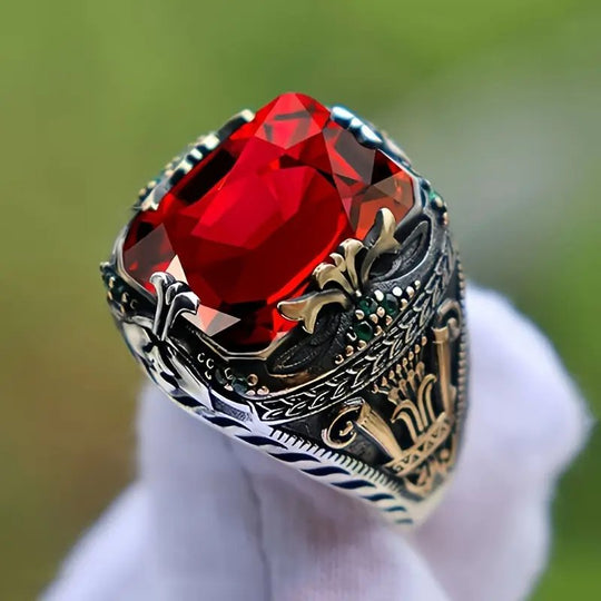 Sterling Silver Faceted Gemstone Signet Ring