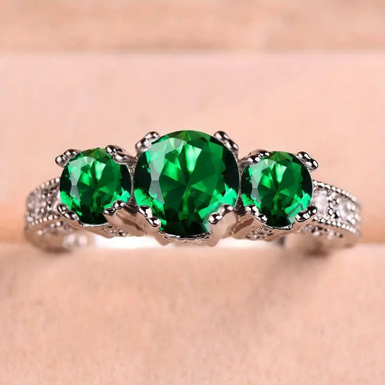 Sterling Silver Three-Stone Ring