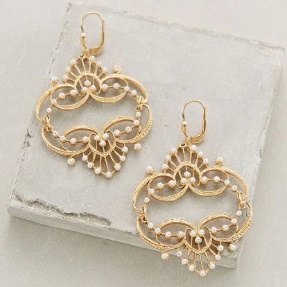 Gold-Plated Filigree Drop Earrings