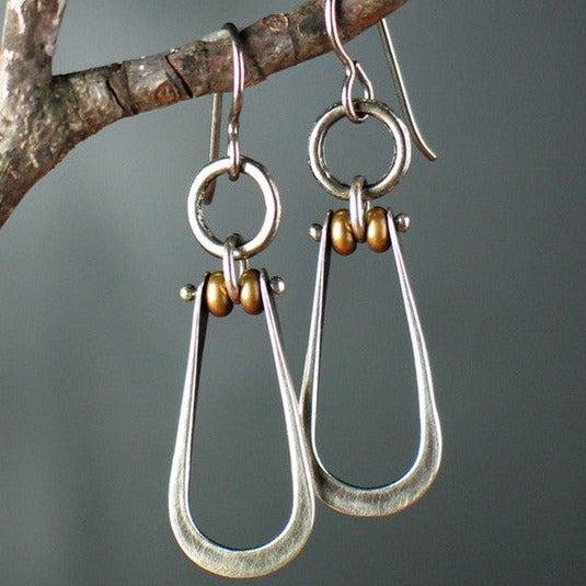 Sterling Silver Drop Earrings with Amber Accents