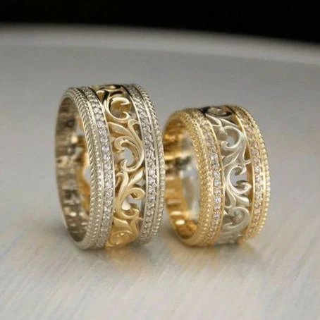 Filigree Band Wedding Ring Set
