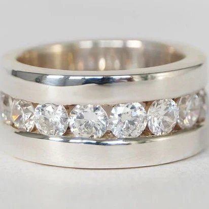 Channel-Set Zirconia Silver Ring