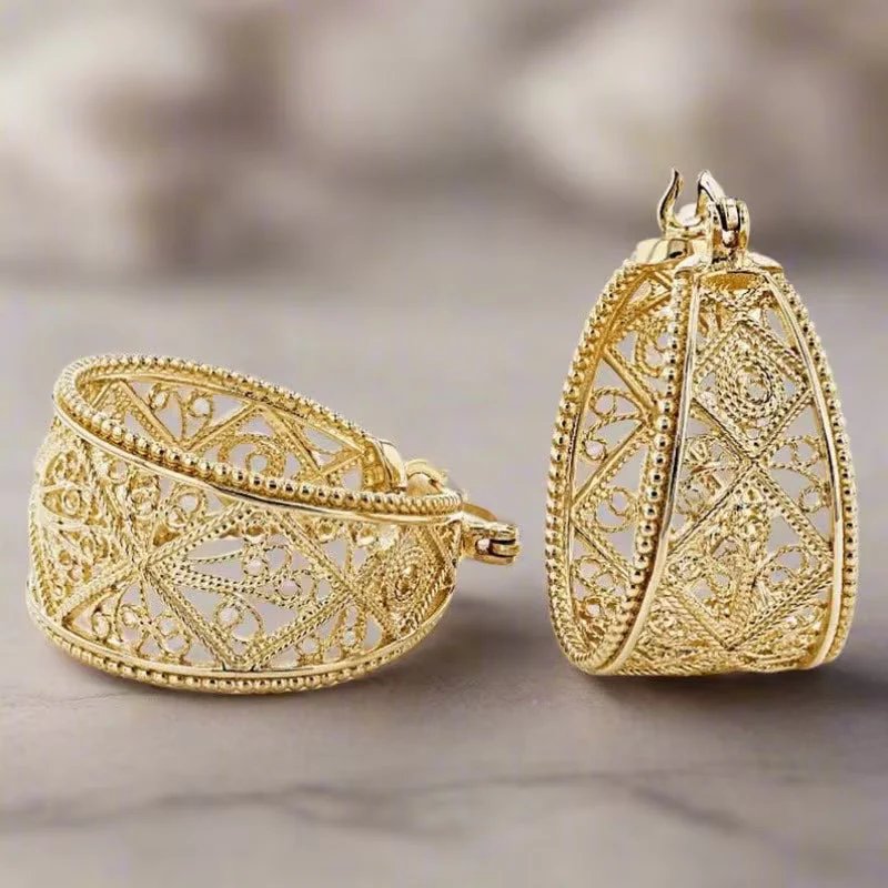 Filigree Hoop Earrings with Milgrain Detailing