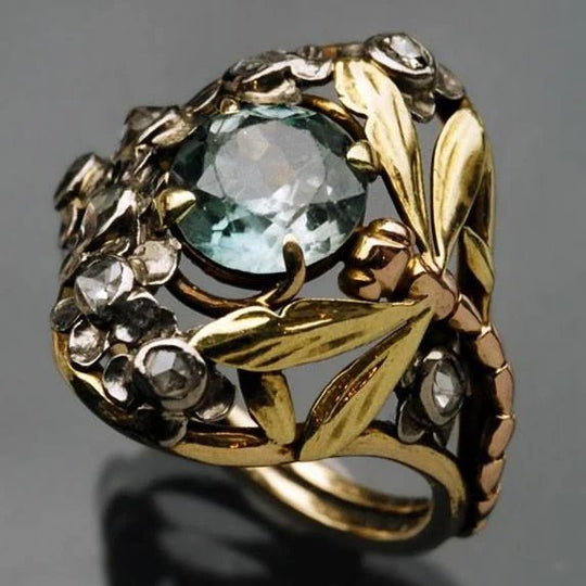 Vintage Floral Statement Ring with Center