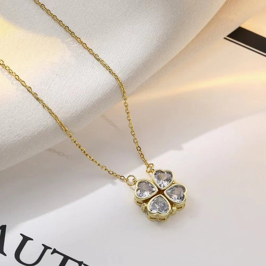 Heart-Cut Flower Pendant Necklace