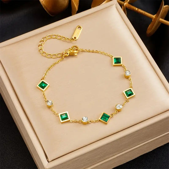 Gold-Plated Square Station Bracelet
