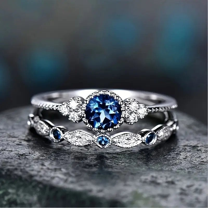 Sterling Silver Sapphire Halo Ring