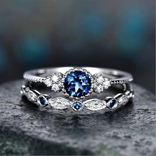 Sterling Silver Sapphire Halo Ring