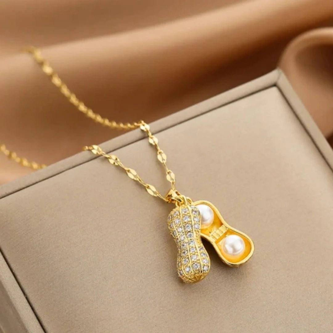 Pearl-Accented Pave Peanut Pendant