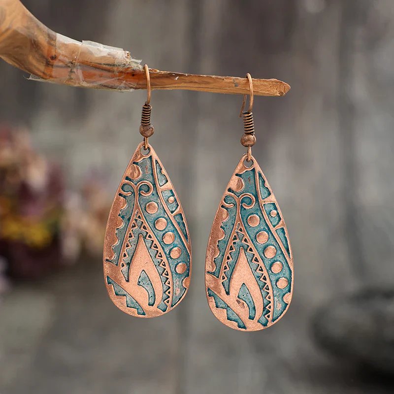 Handcrafted Copper Teardrop Earrings