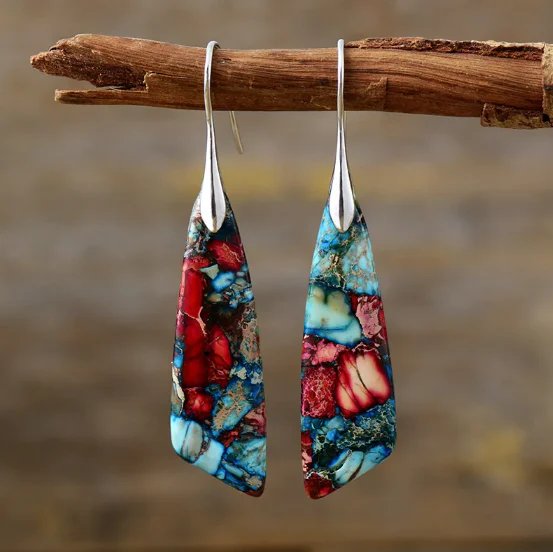 Geometric Stone Drop Earrings