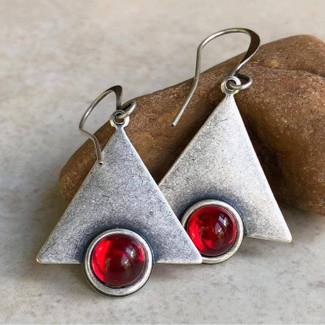 Handcrafted Sterling Silver Triangle Drop Earrings