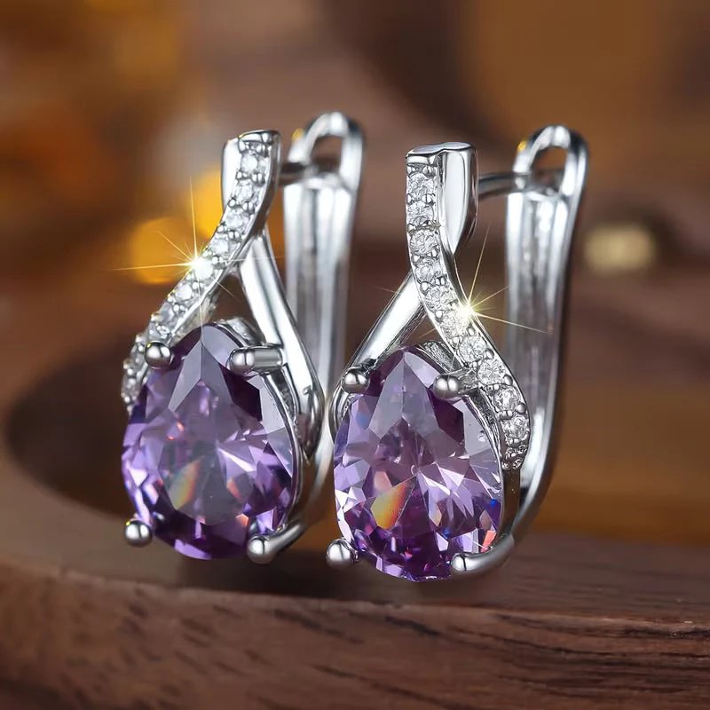 Sterling Silver Teardrop Hoop Earrings