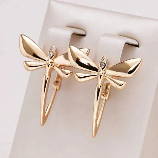 Gold-Plated Dragonfly Hoop Earrings