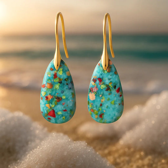 Teardrop Stone Resin Composite Earrings
