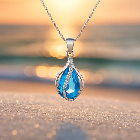 Sterling Silver Teardrop Pendant with Zircon Stone