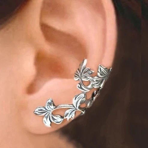 Vintage Leaf Sterling Silver Ear Cuffs