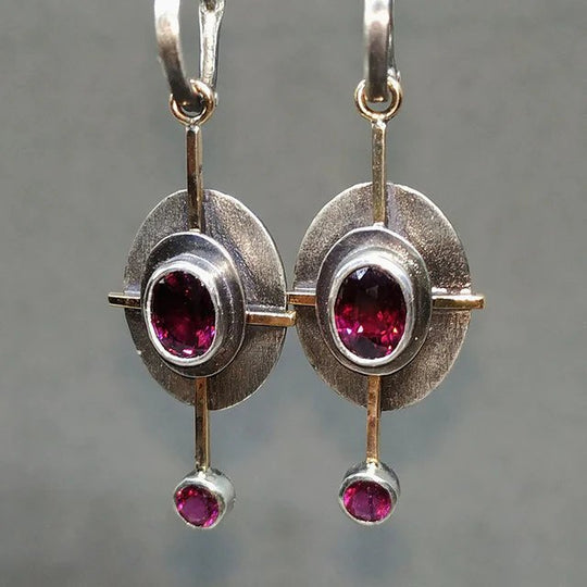 Sterling Silver Garnet Drop Earrings