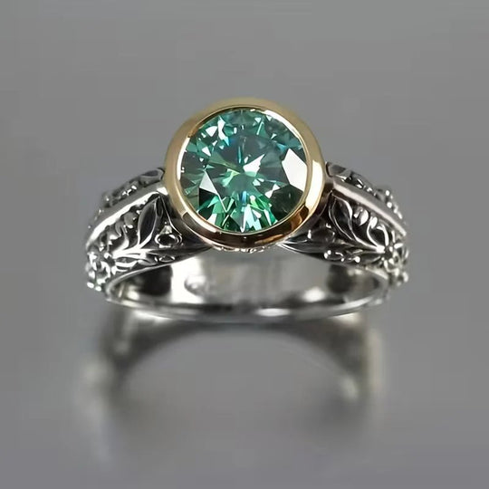 Bezel-Set Sterling Silver Filigree Ring