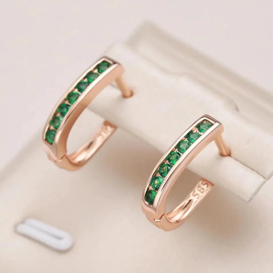 Channel-Set Emerald Gold Hoop Earrings