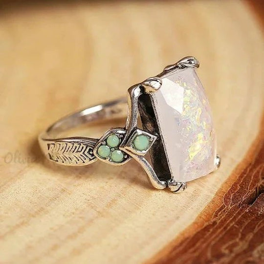 Vintage Prong-Set Opal Sterling Silver Ring