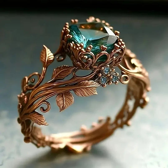 Gold Leaf Motif Statement Ring