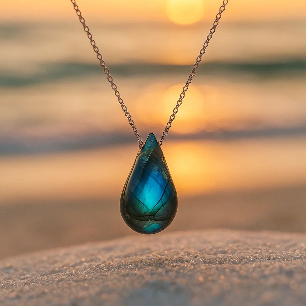 Teardrop Labradorite Chain Necklace