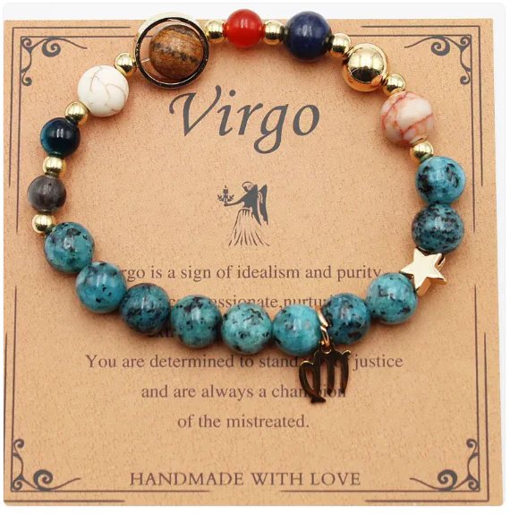 Natural Stone Zodiac Symbol Bracelet