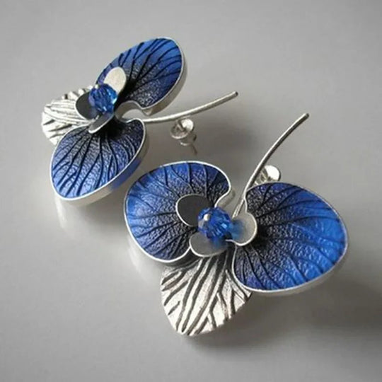 Enamel Flower Sterling Silver Earrings