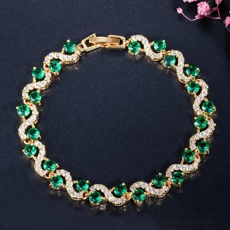Gold-Plated Halo Tennis Bracelet