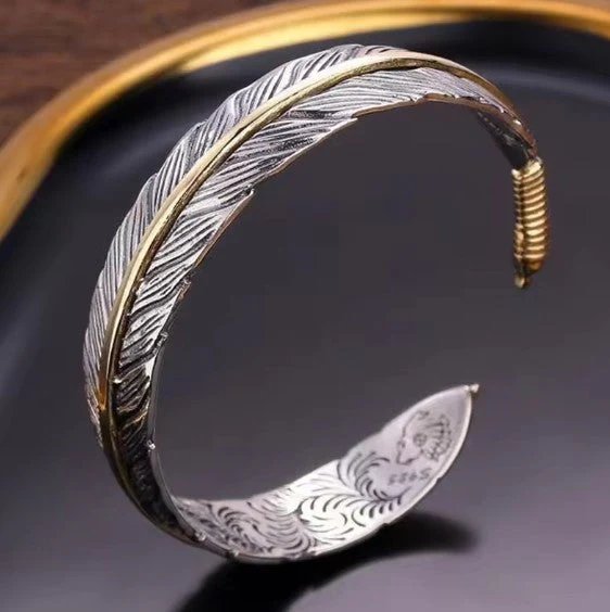 Sterling Silver Feather Cuff Bracelet