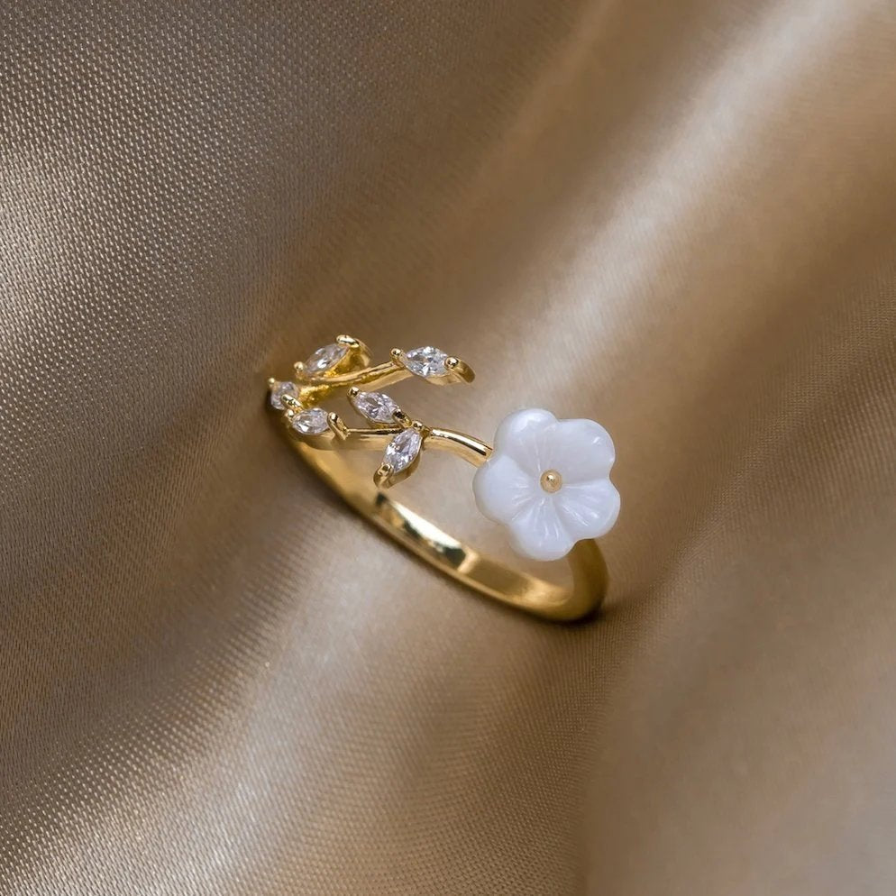 Gold-Plated Open Band Floral Ring