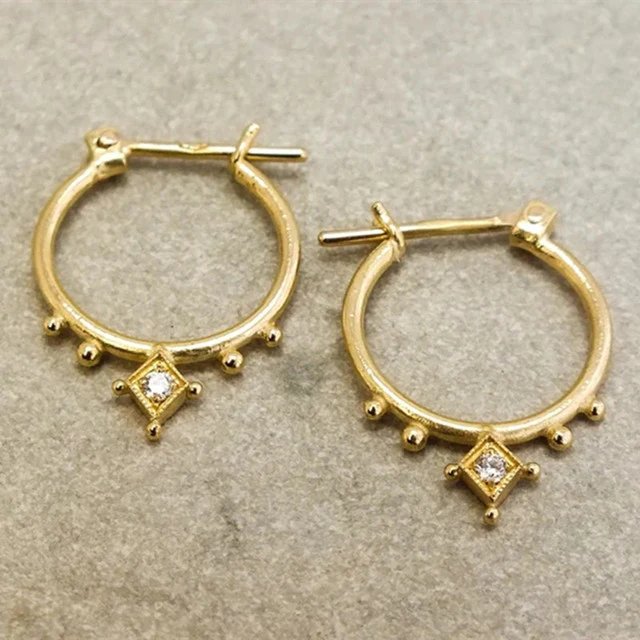 Diamond-Set Hoop Earrings with Beaded Details