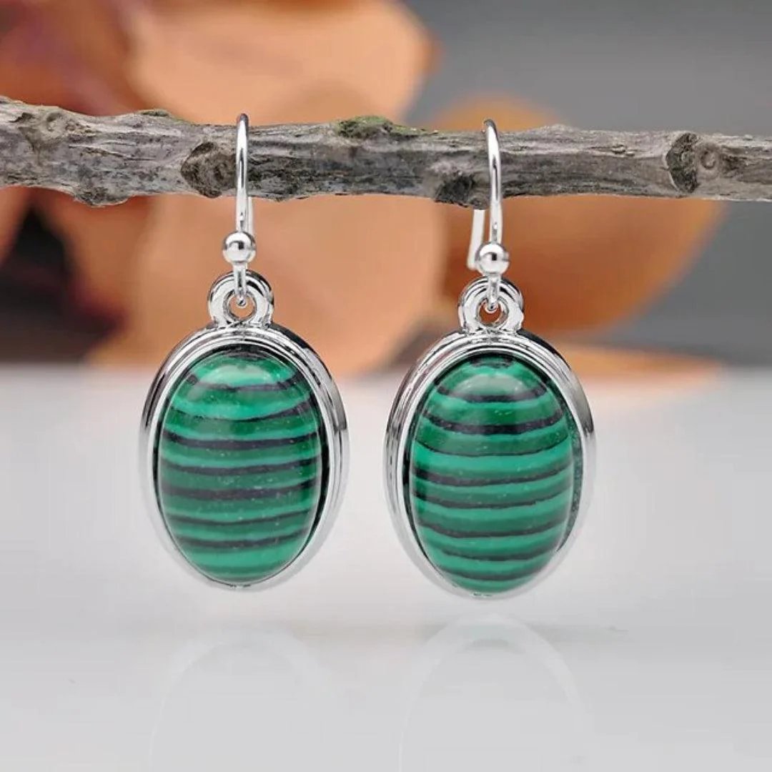 Sterling Silver Malachite Drop Earrings