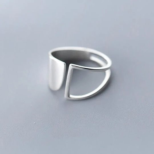 Polished Silver Geometric Open Ring