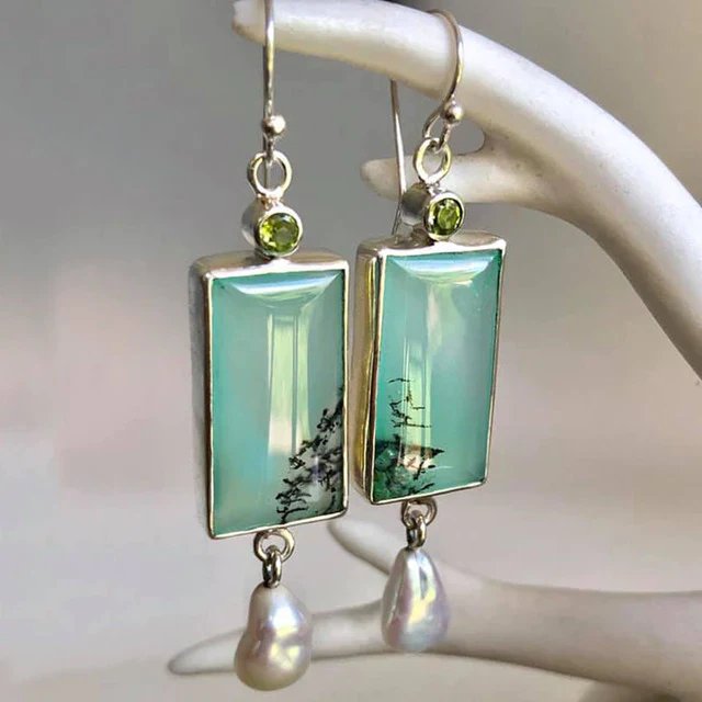 Peridot Accent Pearl Drop Earrings