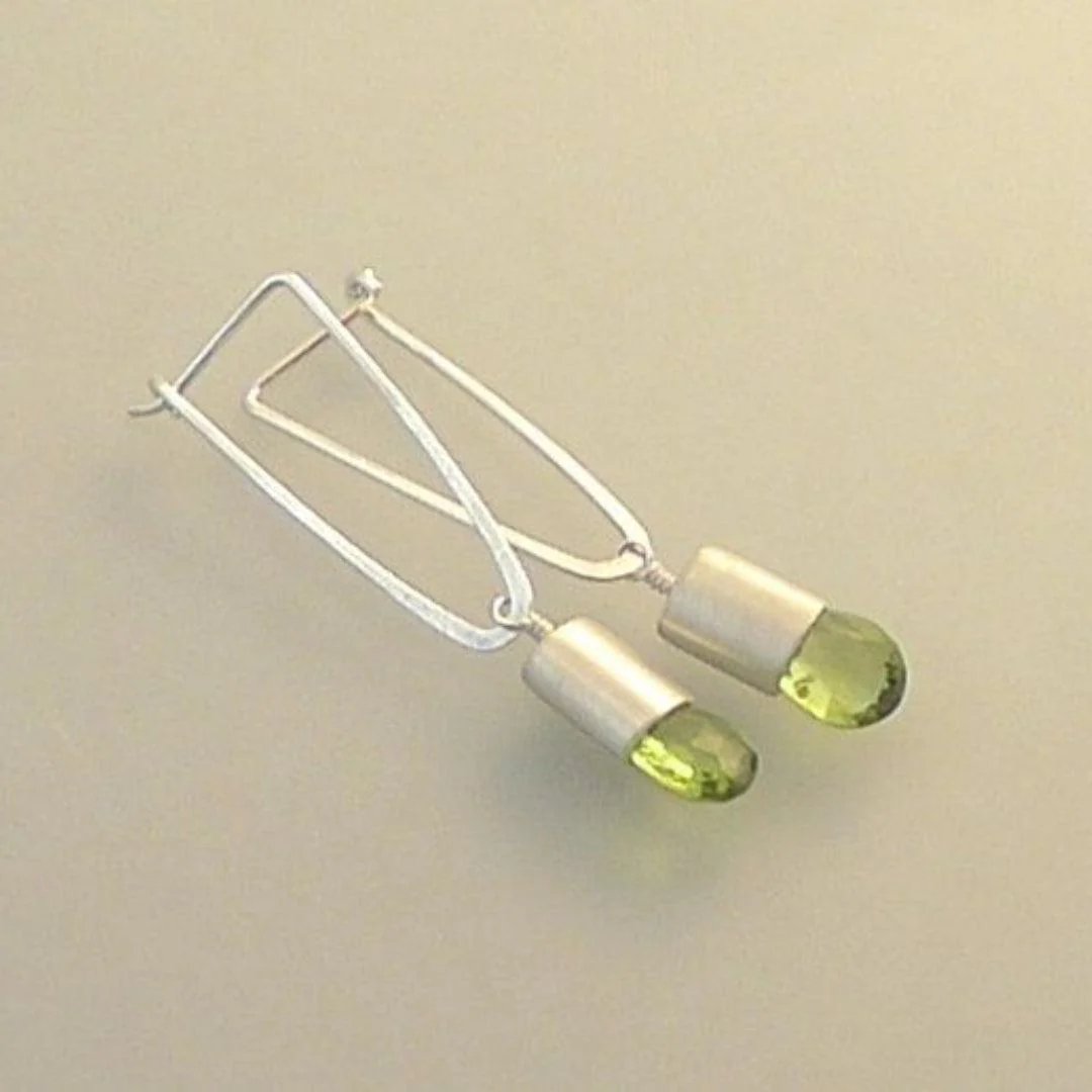 Sterling Silver Peridot Drop Earrings
