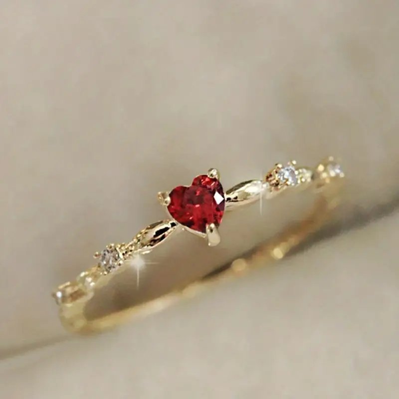 Prong-Set Heart Stone Gold-Plated Ring