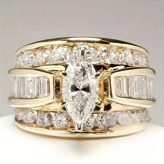 Multi-Band Marquise Diamond Gold Ring