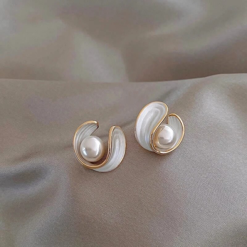 Pearl Accent Gold-Plated Stud Earrings